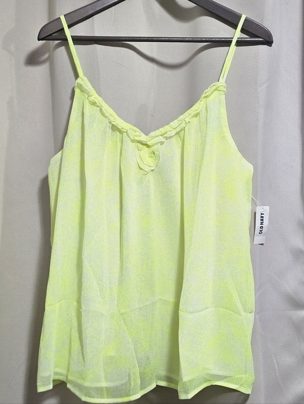 BNWT Old Navy Women's XL Neon Ruffle Cami Lime Green Ruffle Tank Beach Summer